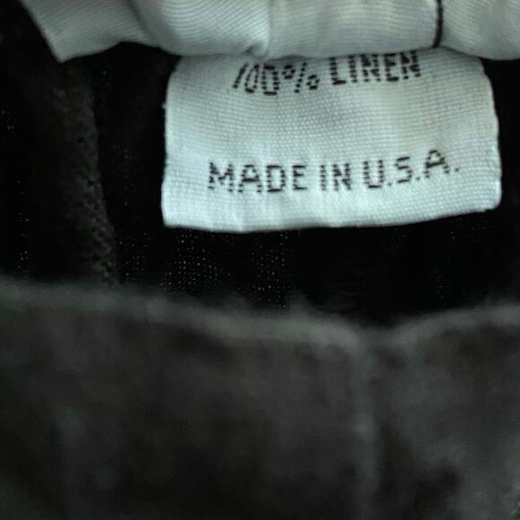 Bryn Walker Size M 100% Linen Crop Pants Black Made In USA Elastic Waist Pull On - Picture 5 of 5
